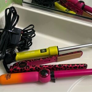 Pink and Yellow Hair Styling Tools Set